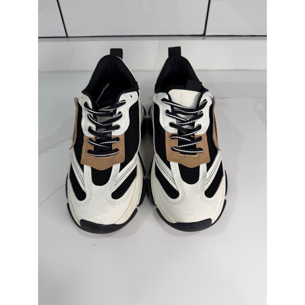 Steve Madden Possession Women Chunky Platform Sneakers White Black Tan POSS03S1